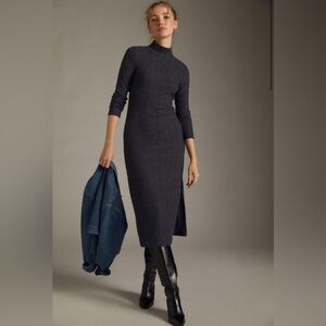 Daily Practice by Anthropologie Turtleneck Side-Slit Grey Sweater Dress Sz Small